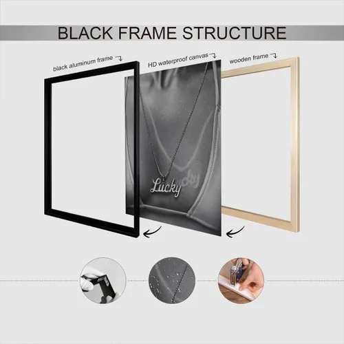 Vista 3 de Pósteres de Lienzo con Collar Retro de la Suerte, Fotografía Trendy en Blanco y Negro, Arte de Pared, Láminas de Mujer Sexy en Bikini, Pintura