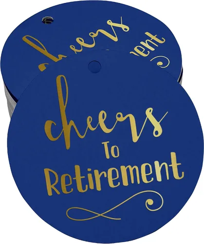 Vista 35 de Etiquetas de papel para colgar con texto en inglés "Cheers to Retirement Wall" (50 unidades)