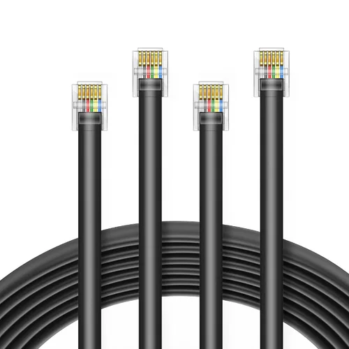 Vista 7 de LanSenSu Cable RJ12 RJ12 6P6C macho a macho recto con cable para uso de datos y voz, paquete de 2 unidades (negro, 3.3 pies)