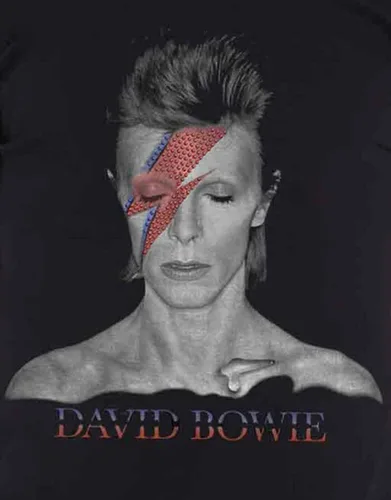 Vista 3 de David Bowie T Shirt Aladdin Sane Profile Contrast Logo Official Mens Black