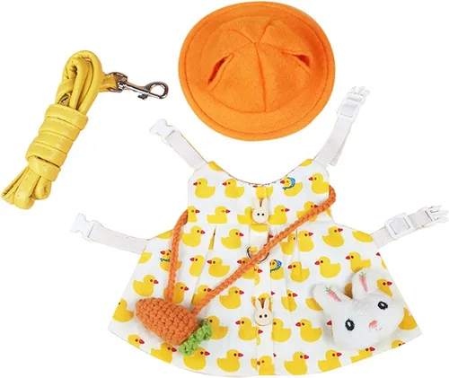 Vista 6 de Ropa de conejillo de indias, ropa suave de hurón con arnés de conejo para mascotas y correa, mini bolsa para sombrero, lindo broche para collares
