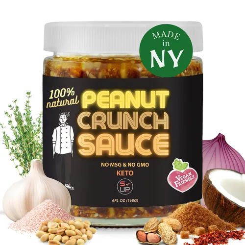 Vista 9 de Salsa crujiente de almendras SAUCE UP Espesa, salada y nuez con trozos de almendra tostada Vegana, apta para dieta cetogénica, sin gluten, sin