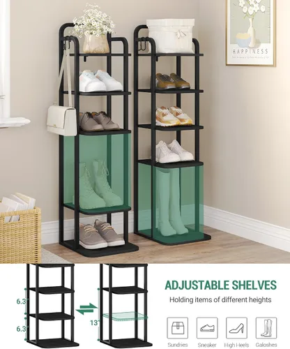 Vista 4 de Hzuaneri - Zapatero vertical, estantes para zapatos, organizador de madera para el armario, entrada, torre de zapatos para espacios pequeños, de pie