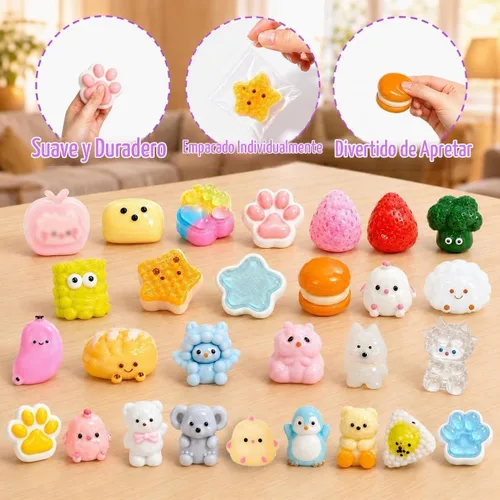 Vista 2 de 30 juguetes de Taba Squishies a granel, Kawaii Mini Squeeze Fidget Juguetes