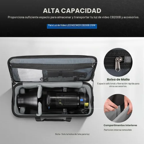Vista 3 de NEEWER Bolsa de transporte con correa para el hombro, asa, espuma móvil acolchada para luz de estudio CB300C CB200C FS300C FS230C FS150C CB300B