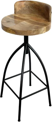 Vista 15 de TUP THE URBAN PORT Pia Taburete de altura de mostrador de estilo industrial de 25 a 31 pulgadas con asiento giratorio ajustable, marrón, negro