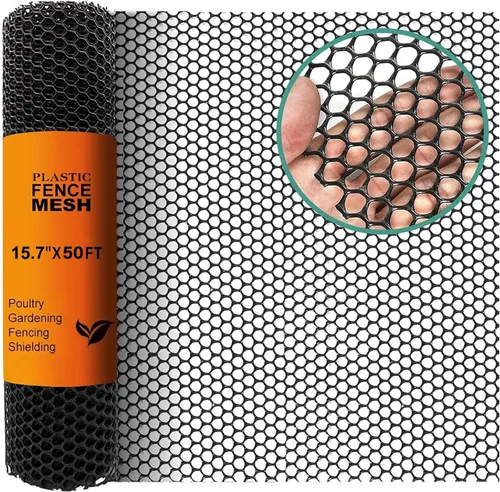 Vista 7 de Valla de alambre de plástico para pollos - Malla de alambre de plástico negro resistente para jardinería, malla de barrera, valla para aves