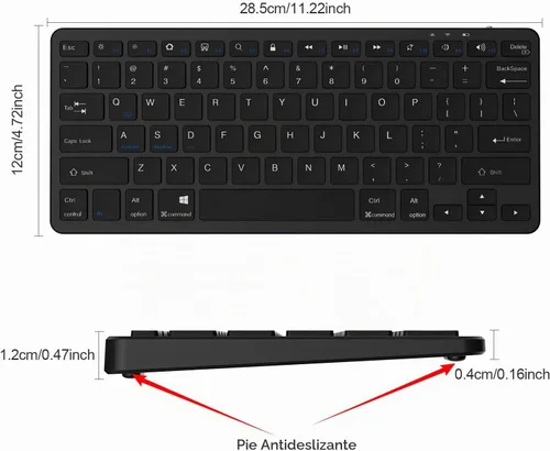 Vista 5 de Teclado Bluetooth TaIYanG para iPad Teclado Inalámbrico, Todos los Dispositivos Bluetooth Negro