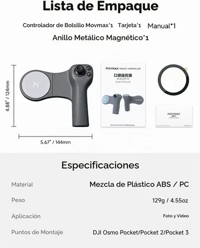 Vista 9 de MOVMAX Mando a distancia inalámbrico para DJI Osmo Pocket 4/3/2