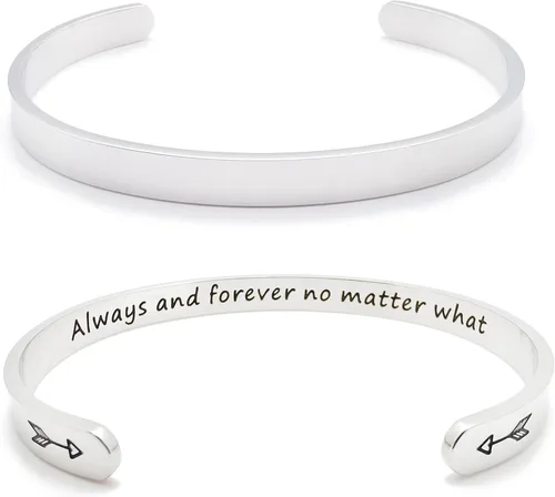Vista 333 de Pulseras inspiradoras para mujer, joyería de acero inoxidable, con refranes, pulsera motivacional con mensaje oculto, pulseras grabadas para mejor