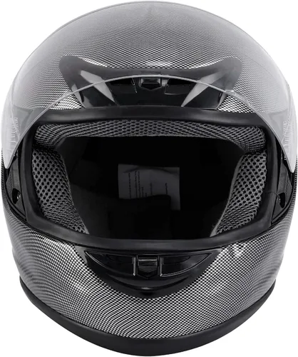 Vista 5 de TCMT Tamaño-S Casco de Cara Completa de Fibra de Carbono para Adultos con Visera Abatible, Aprobado por DOT, para Motocicleta, ATV, Motocross
