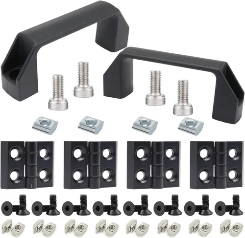 Vista 17 de 10 Conjuntos de Conector de Esquina de Extrusión de Aluminio 2020 Serie 20 Placa de Unión de Ranura en T y V Hardware Conector en L con Tuercas en T