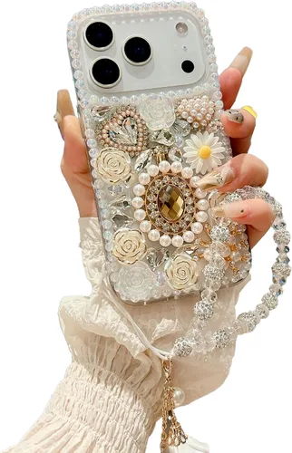 Vista 24 de iFiLOVE para iPhone 7 Plus/8 Plus Funda con Diamantes Brillantes y Correa de Flores, 3D Lujo Brillante Purpurina Cristal Diamantes de Imitación