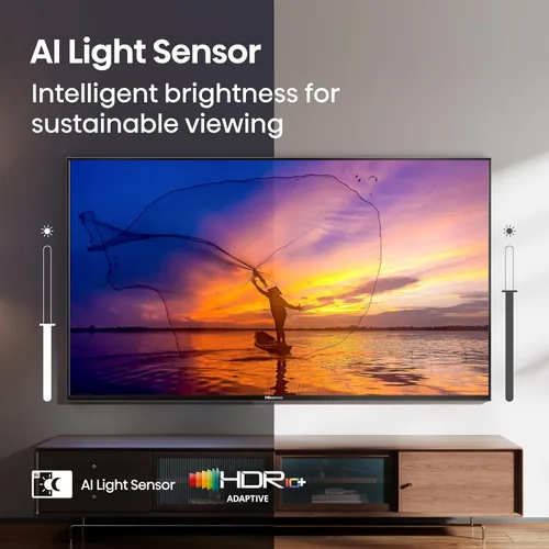 Vista 9 de Hisense 43" Serie E6 Cinema Hi-QLED 4K UHD Smart Fire TV (43E6QF, modelo 2025) - Sensor de luz AI, Dolby Vision · Atmos, control remoto por voz