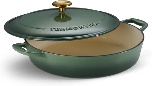 Vista 22 de Tramontina Bestow Sartén Braseadora de Hierro Fundido Esmaltado con Tapa, 4 cuartos, Azul