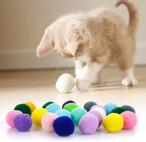 Vista 2 de Molain Pelotas grandes de juguete para gatos, bolas suaves para gatos de 1 pulgada (30 piezas)