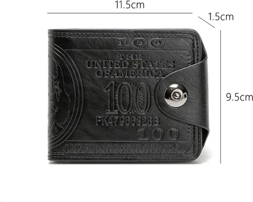 Vista 6 de ThunderStar Cartera creativa para hombre Monedero unisex 100 dólar Bill Money Bifold Card Holder Bolso (negro)