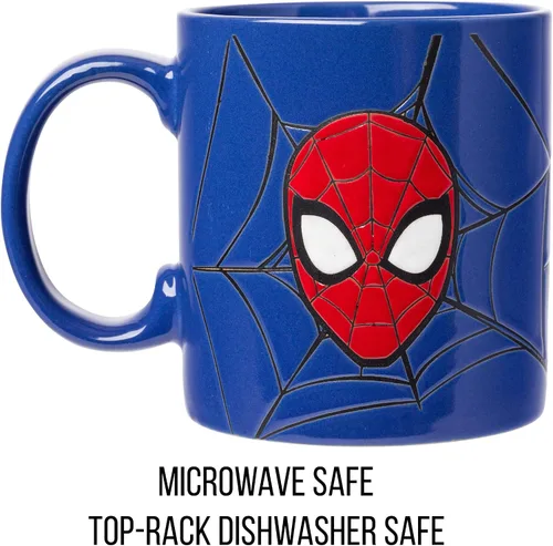 Vista 3 de Silver Buffalo Marvel Comics Spiderman - Taza de cerámica resistente a la cera, 20 onzas, azul/multicolor, 20 onzas