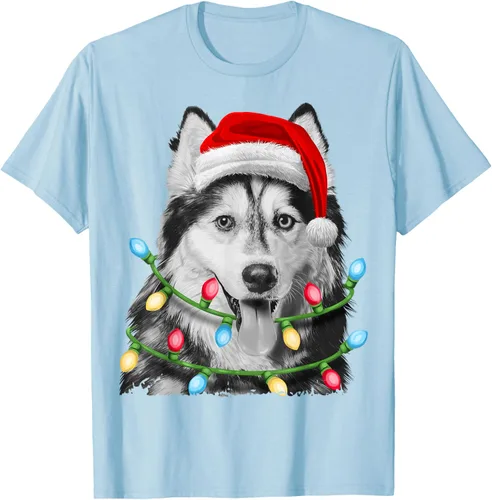 Vista 50 de Camiseta para niños con diseño de hachís siberiano con luces de árbol de Navidad Negro