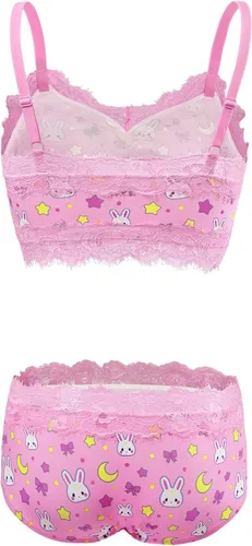 Vista 6 de Littleforbig Conjunto de ropa de dormir de encaje para mujer, ropa de dormir con tirantes y pantalones cortos, lencería bralette conjunto de ropa