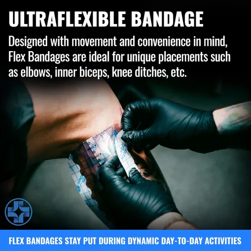 Vista 2 de Saniderm - Rollo de vendaje Flex Tattoo Aftercare - Envoltura de tatuaje ultra flexible, impermeable, estéril para una curación rápida y protección