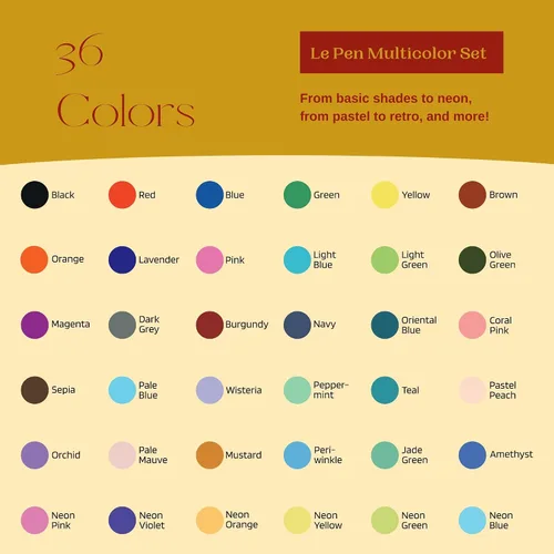 Vista 2 de Uchida Le Pens - Juego de bolígrafos multicolor de 36 colores, bolígrafos Le Pen para diario, bolígrafos finos a prueba de manchas para escribir