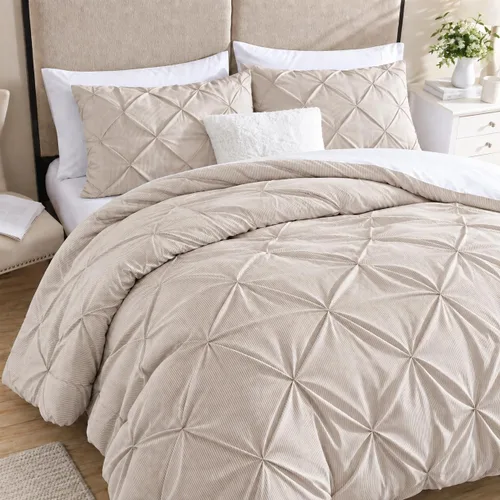 Vista 15 de Swift Home, juego de edredón tamaño individual y individual XL, azul bebé, juego de ropa de cama con pinzas florales 3D arrugadas - 2 piezas de ropa