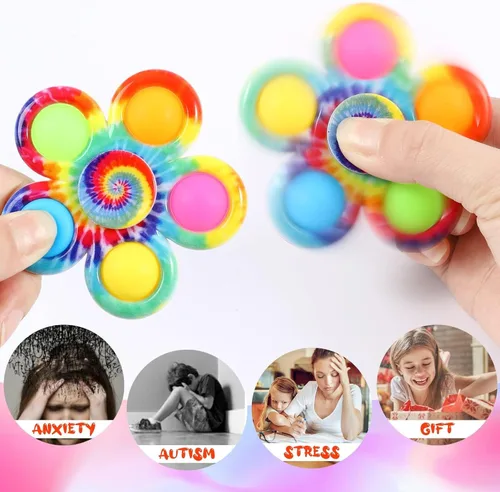 Vista 4 de Gigilli Paquete de 24 juguetes Fidget Spinners para niños de 4 a 8 a 12 años, juguetes de caja del tesoro, premios para el aula, bolsas de regalo