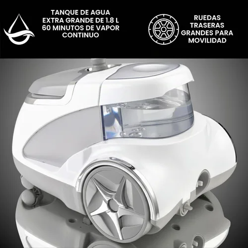Vista 4 de SALAV® Vaporizador profesional para ropa de pie – Vaporizador de ropa resistente de 1500 W con cable retráctil, control de pedal de pie, ruedas