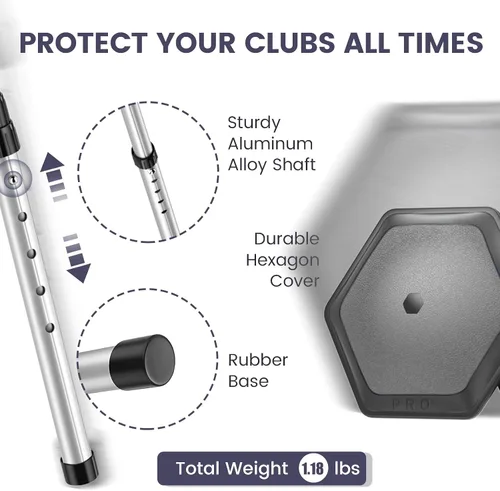 Vista 2 de Bolsa de viaje protectora de brazo rígido para palos de golf, poste de aluminio resistente, totalmente ajustable para proteger palos