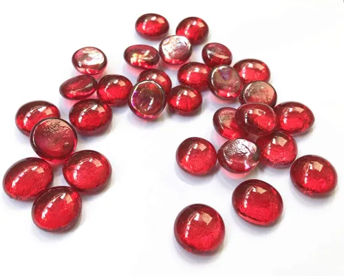 Vista 2 de Piedras planas, piedras preciosas de vidrio de 3 libras para rellenos de jarrones, dispersión de mesa de boda, decoración de rellenos de acuario