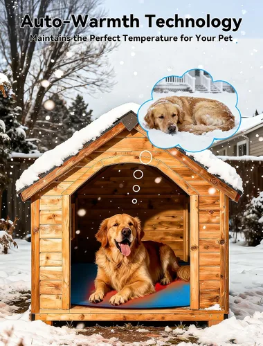 Vista 2 de Almohadilla térmica para mascotas al aire libre para perros y gatos, cama calefactada impermeable para perros y gatos de varios tamaños para Azul