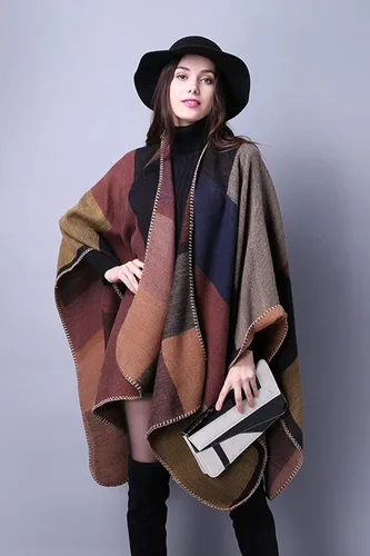 Vista 4 de Lacavocor - Chal abrigado para mujer, abrigo de invierno, poncho abierto adelante, suéter estilo cárdigan