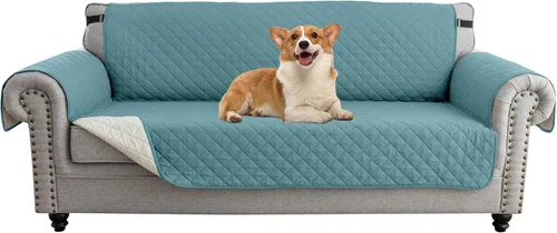 Vista 51 de UNBBRRL Funda de sofá reversible para perros y gatos, funda impermeable para muebles para mascotas y niños, protector de sofá con correas elásticas