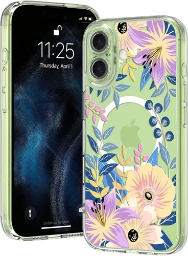 Vista 54 de OOK Magnetic for iPhone 17 Case Clear Pretty Flower Girls Women [Not Yellowing][Screen Protector] [ MagSafe Compatible] with Full Camera Lens