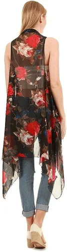 Vista 5 de CCFW Floral Impreso Abierto Frente Drape Cardigan Bufanda Chaleco