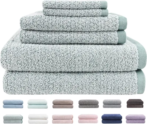 Vista 46 de Everplush Diamond Jacquard - Juego de 6 toallas de baño de lujo, súper suaves, de gran tamaño, altamente absorbentes y de secado rápido para baño