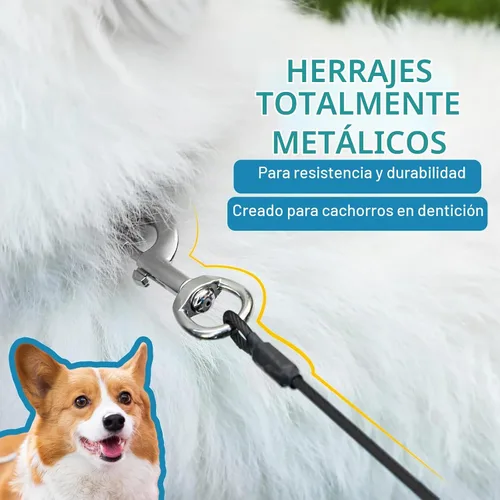 Vista 5 de Correa para perro a prueba de masticación Mi Metty, correa de cable metálico de 6 pies, correa resistente hecha de cuerda de alambre recubierta Negro