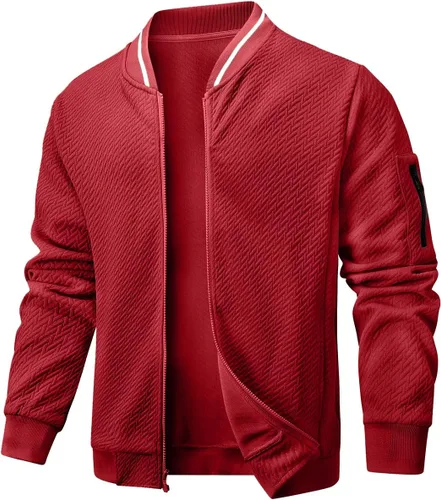 Vista 16 de Chaqueta casual para hombre, ajuste holgado, chaqueta ligera varsity bomber con cremallera
