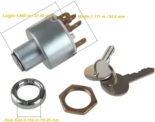 Vista 4 de MDY 31973K4183 SPB501,551508G Interruptor de arranque de llave de encendido impermeable con 3 posiciones, 5 terminales, 2 llaves de repuesto