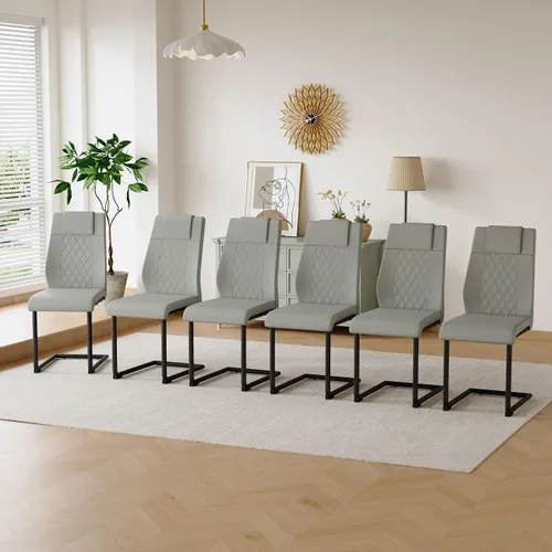 Vista 33 de gopop Juego de 4 sillas de comedor, modernas sillas de cocina y comedor con patas de metal galvanizado, sillas laterales tapizadas para comedor