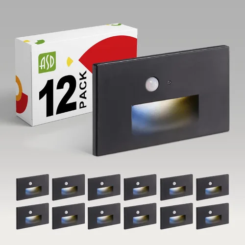 Vista 22 de ASD Lámpara LED Empotrada para Escalones, Iluminación de Peldaños para Escaleras de Exterior e Interior 3CCT, Regulable, Impermeable, Listado ETL