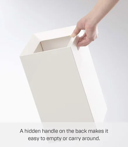 Vista 5 de YAMAZAKI Home Veil - Cubo de basura moderno con asa y tapa abierta, plástico ABS, 2.5 galones, 10 litros