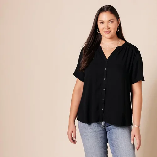 Vista 6 de Tienda Essentials - Blusa tejida de manga corta para mujer