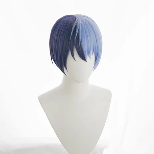 Vista 2 de Peluca Cosplay Negro Púrpura y Azul Claro 10.2 in Lindo Anime Halloween