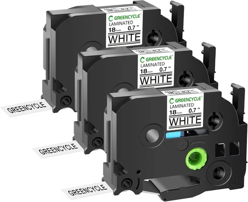 Vista 13 de GREENCYCLE Compatible para cinta de etiqueta Brother P-Touch TZe-111 TZe-211 TZe-315 6mm 0.23" laminada TZe TZ 1/4 pulgada negra sobre claro/blanco