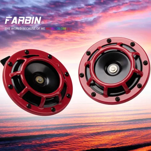 Vista 3 de FARBIN Bocina de coche para Toyota, Lexus, Subaru, bandera roja y otras series de modelos, bocinas gemelas de metal de tono alto/bajo de 12 V
