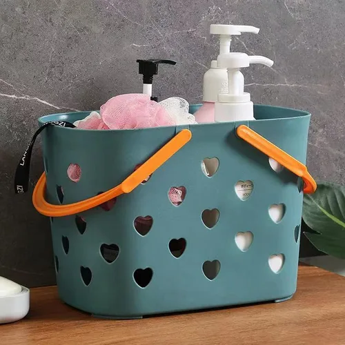 Vista 6 de Anyoifax Cesta portátil de almacenamiento de plástico con asa para ducha, organizador de caja para baño, despensa, cocina, dormitorio universitario