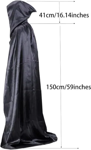 Vista 2 de Capa larga de terciopelo con capucha para Halloween Navidad cosplay disfraz de adulto