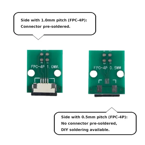 Vista 2 de MTCELL 6 unids FFC FPC PCB Converter Board 4 Pin 0.039 in Pitch to Dip 0.100 in para FCC Cable Par Extender Adaptador